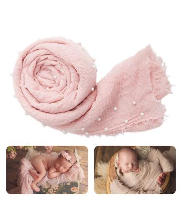 M&G House Newborn Photography Wrap | Handmade Pearl Decor Wrap Blanket for Baby Photo Props | 35.5 X 67 inch Newborn Photo Shoot Outfits Baby Photoshoot Props(Snow Powder) 01 Snow Powder