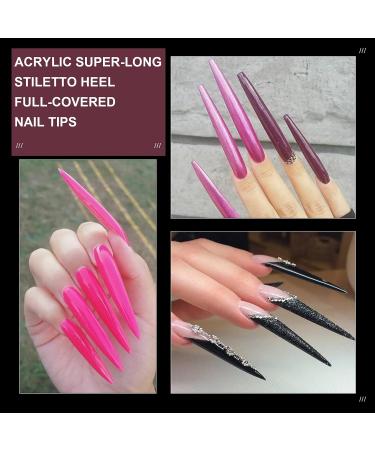 AORAEM Clear Extra Long Stiletto False Nail Tips 120 Pcs - 12 Sizes Acrylic Fake Nails - Buy Online on SooperMarket.com