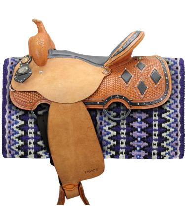 Tahoe Tack 34 x 38 Reya Western Saddle Blanket Pad - Purple/Light Purple/Black/Silver/White Wool - Buy Online on SooperMarket.com