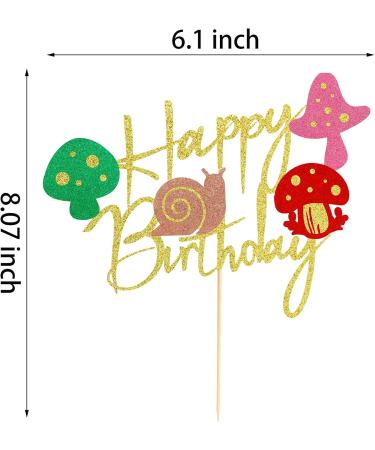 Arthsdite 1Pc Mushroom Cake Topper Mushroom Birthday Cake Decorations for Girls Boys Mushroom Snail Happy Birthday Decorations Theme Party Supplies - Buy Online on SooperMarket.com