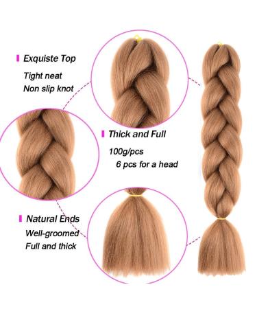 24-Inch Ombre Brown Jumbo Braid Hair Extensions | Kankalon 6Pcs Box Braids for Art & Style - Buy Online on SooperMarket.com