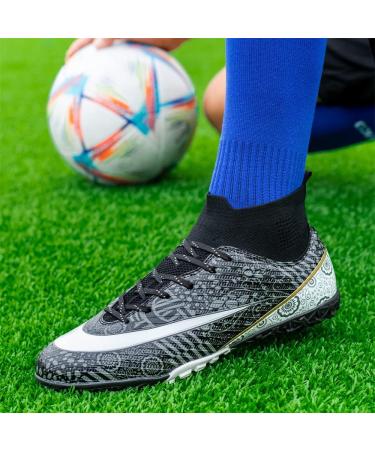 Vtasq High Top Soccer Shoes for Men & Boys - Artificial Turf Football Shoes - Unisex Training Footwear - EU Size 39 - Black - Buy Online on SooperMarket.com