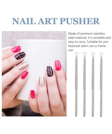 KALLORY Stainless Steel Nail Scraper and Cuticle Pusher Set - Triangle Gel Polish Remover Tool (4 Pcs, Silver) - Buy Online on SooperMarket.com