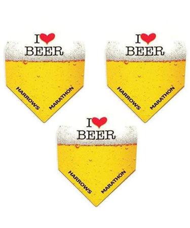 Art Attack 9 Pack Harrows Marathon I Love Heart Beer & Darts 100 Micron Extra Strong Dart Flights