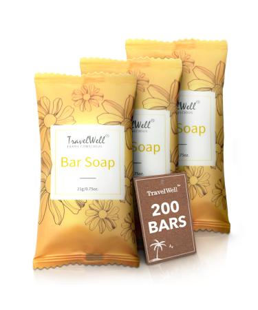 Travelwell Flower Series Hotel Amenities Toiletries Travel Size Mini Soap Bars 0.75oz/21g  Individually Wrapped 200 Bars per Box | Travel Size Toiletries | Hotel Toiletries Bulk Set