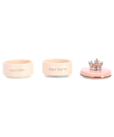DEMDACO Pink Ceramic Children's Keepsake Box - First Tooth and Curl | Stackable Stoneware Box for Girls - Buy Online on SooperMarket.com