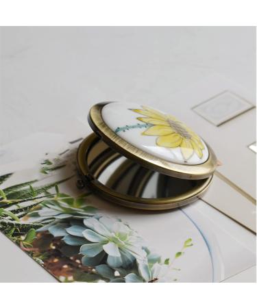ROSEWARD Hand Painted Sunflower Compact Mirror - 1X/2X Magnifying Copper Round Handheld Makeup Mirror for Women - Unique Travel Gift - Buy Online on SooperMarket.com
