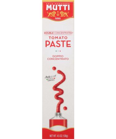 Mutti Double Concentrated Tomato Paste (Doppio Concentrato), 4.5 oz. Tube | 4 Pack | Italys #1 Brand of Tomatoes | Tube Tomato Paste | Vegan Friendly & Gluten Free | No Additives orPreservatives Double Concentrated Tomato Paste 4.5 Ounce (Pack of 4)