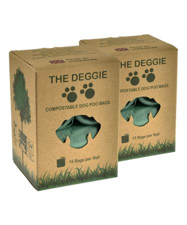 The Deggie 100% Home Compostable Dog Poop Bags - Made in UK 240 Bags (16 Rolls) Biodegradable Corn Starch Dogs Poo Bag EN 13432 Certificated Doggy Waste Bag 240 count (Pack of 1)