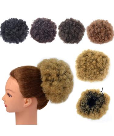 Afro Puff Drawstring Ponytail Extension Short Synthetic Afro Kinky Curly Puff Ponytail for Natural Hair Clip On Kinky Drawstring Curly Ponytail Bun Hairpieces (Medium T1B/27#) Medium T1B/27#