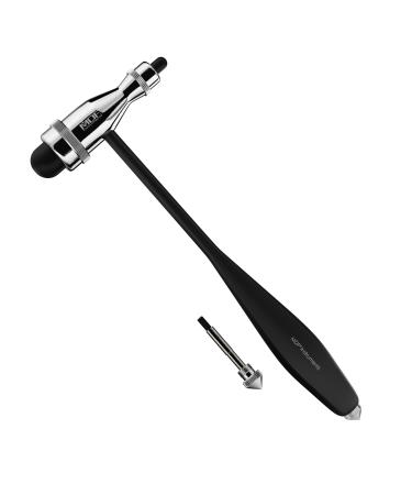 MDF Tromner Neurological Reflex Hammer with Built-in Brush for cutaneous and Superficial responses - Light - HDP Handle - Free-Parts-for-Life & Lifetime Warranty - Black (MDF555P-11) Black-hdp Handle