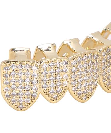 Diamond Teeth Grillz Cold Plated Copper Grills for Your Teeth Reusable Vampire Teeth for Kids Men Women Teeth Decoration for Halloween Party Hip Hop Music Concerts Birthday(gold) - Buy Online on SooperMarket.com