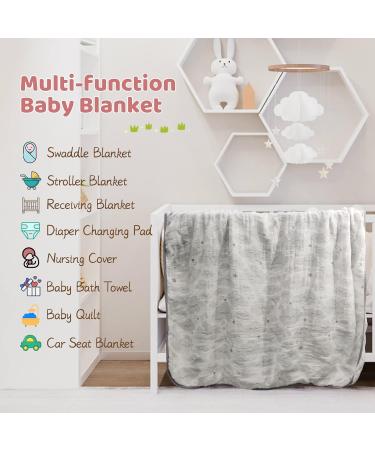 Miracle Baby Muslin Swaddle Blanket | 110x150cm | 115x150cm | Clouds Print | Cotton Summer Blanket | Boys Girls (Two Layers) - Buy Online on SooperMarket.com