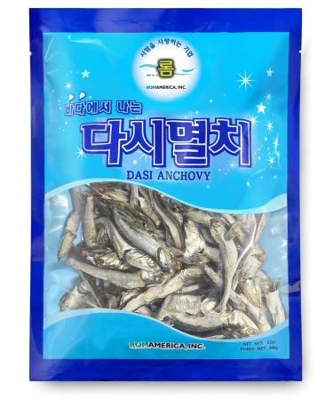 ROM AMERICA Korean Large Whole Dried Anchovies Dashida Anchovy for Broth Soup Stock and Asian Cooking,  12 oz (Pack of 1)