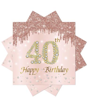 40 pieces pink napkin birthday 40th birthday pink paper party napkins 33 x 33cm paper napkins for man girl birthday party decoration pink 40th