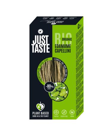 JUST TASTE ORGANIC Edamame Spaghetti / Capellini - 37g PROTEIN - Edamame noodles ideal for athletes - Low Carb - 250g (pack of 6)