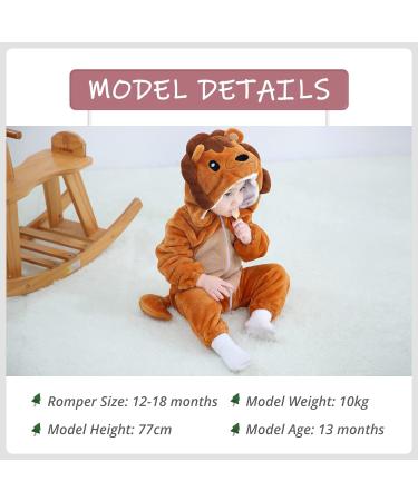 Cooky.D Unisex Winter Animal Hooded Baby Romper | Brown | 6-12 Months - Buy Online on SooperMarket.com