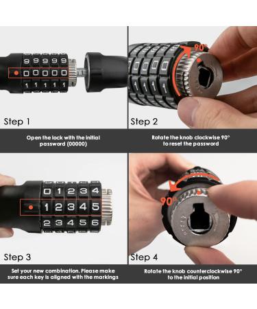 Looxmeer 90cm Bicycle Lock - High Safety Chain Lock with 5-Digit Code Hardened Steel Black - Secure Your Bike Anywhere - Buy Online on SooperMarket.com