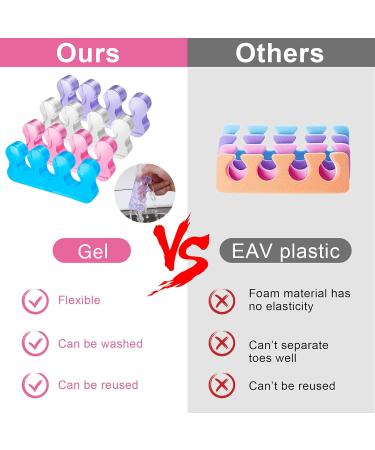 Molain 8 Pack Gel Nail Polish Toe Spacers - Silicone Separators for Overlapping Toes Hammer Toe Relief - Transparent Pink Blue & Purple - Buy Online on SooperMarket.com