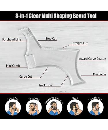 Men's Beard Shaping Tool with Inbuilt Comb - Clear 2pcs | Styling Comb for Goatee Mustache Sideburns | Jaw Cheek/Neck Line Templates for Symmetric/Curve/Step Cut - Buy Online on SooperMarket.com