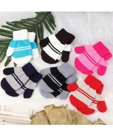 JUPSK Toddler Mittens - Winter Warm Knitted Stripe Gloves for Baby Boys and Girls | 6 Pairs | Ages 1-4 Years - Buy Online on SooperMarket.com
