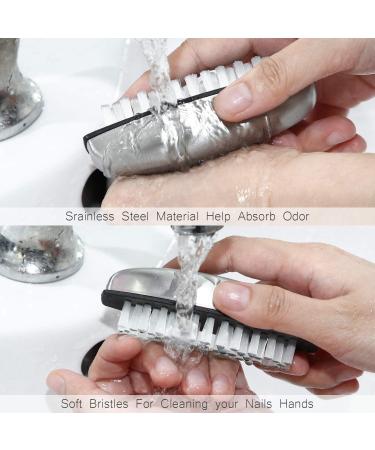 3-Piece Stainless Steel Nail Brush Set - Vibury Hand Wash Brushes for Cleaning Nails, Mud, and Eliminating Odors - Buy Online on SooperMarket.com