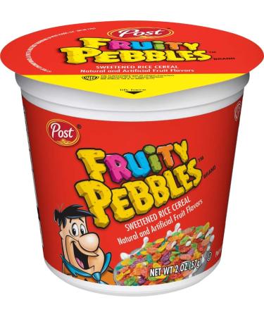 Post Fruity PEBBLES Breakfast Cereal Portable Individual Cereal Cups To Go Gluten Free Cereal 2.0-Ounce (Pack of 12) (PP-GRCE33476)