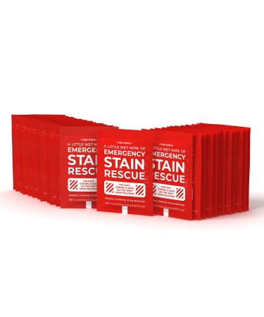 EMERGENCY STAIN Remover Spray  25 Wipes - Couch Stain Remover for Clothes, Fabric, Silk, Linen - Instant Cleaner Works on Blood, Grass, Coffee, Mud 25 Count (Pack of 1)