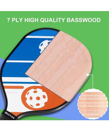 Beives 7-ply Basswood Wooden Pickleball Paddles Set with 6 Balls and Carry Bag - Ideal Pickleball Equipment for Beginners to Intermediate Players - Buy Online on SooperMarket.com