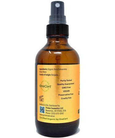USDA Certified Organic Rose Water Spray 4oz - Facial Toner & Hydrating Mist - 100% Pure Bulgarian Rose Petals - Alcohol-Free Moisturizer for Face & Hair - Buy Online on SooperMarket.com