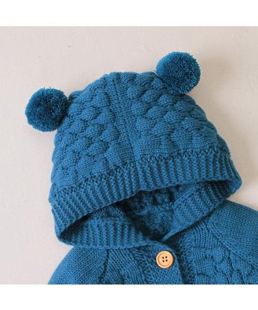 Puseky Baby Knit Sweater with Hooded Ears - 6-12 Months, Denim Blue - Buy Online on SooperMarket.com