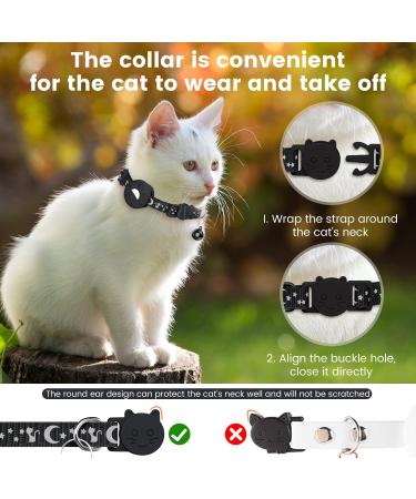 Simket Airtag Cat Collar - Reflective & Waterproof with Safety Buckle | 3/8 Width | Apple Airtag Compatible | Black - Buy Online on SooperMarket.com