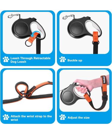 Petbonus Short Dog Leash - Reflective Adjustable & Padded Handle Safety Bracelet for Roller Linen - Extra Layer of Safety for Strollers (Orange) - Buy Online on SooperMarket.com