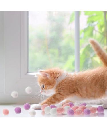 Amaxiu 30Pcs Cat Toy Balls Soft Kitten Pompom Ball Indoor Cats Interactive Ball Toys 3cm/1.18in Queit Cat Ball Cat Pom Pom Balls for Pet Play Pursue Roll Fetch Pink and Purple - Buy Online on SooperMarket.com