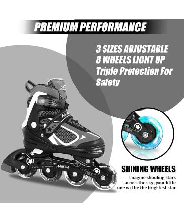 MonSports Adjustable Inline Skates for Kids - Red/Black/Blue - Light-up Wheels - Size L (US 5-8) - Buy Online on SooperMarket.com