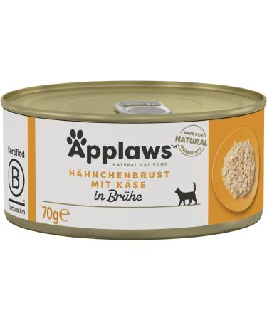 Applaws Premium Natural Wet Cat Food | Chicken & Cheese in Broth 70g Can (24 Pack) - Healthy Cat Nutrition - Buy Online on SooperMarket.com