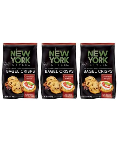 New York Style Bagel Crisps CINNAMON RAISIN, 7.2 Ounce -(Pack of 3) Party Time Snacks