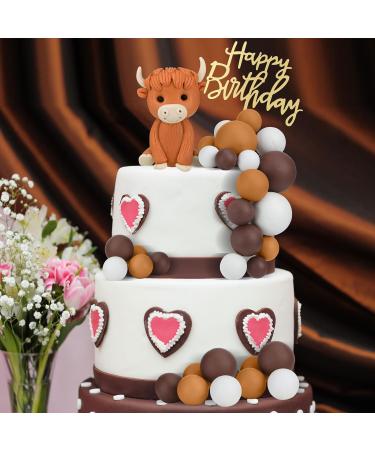 Kigley 25 Pcs Highland Cow Cake Toppers Highland Cow Figurine Foam Balls Mini Balloons Cake Toppers Acrylic Birthday Highland Cattle Cake Decoration for Highland Cow Farm Animal Birthday Party - Buy Online on SooperMarket.com