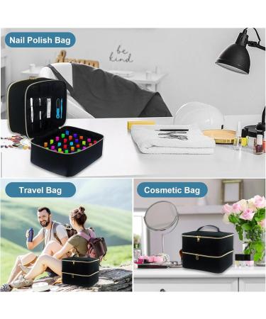 Movstriker Nail Polish Organiser Bag Double Layer Nail Varnish Storage Holds 30 Bottles and A Nail Lamp Traveling Nail Polish Storage Case Portable Nail Lipstick Beauty Tools Box(Black) - Buy Online on SooperMarket.com