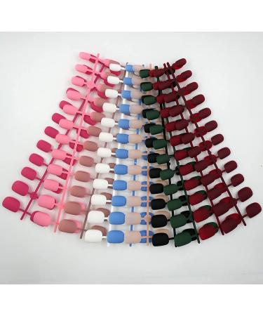 240pc Kids Short Square Matte Press on Nails 10 Colors Colored Artificial Fingernails for Women, Girls, Kids - Manicure Design Decor (Short Round) - Buy Online on SooperMarket.com