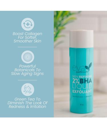 Eva Naturals 2% BHA Salicylic Acid Exfoliant for Blackheads & Pores - Face Exfoliator for Wrinkles & Glow | Hydrate & Brighten - 4 oz - Buy Online on SooperMarket.com