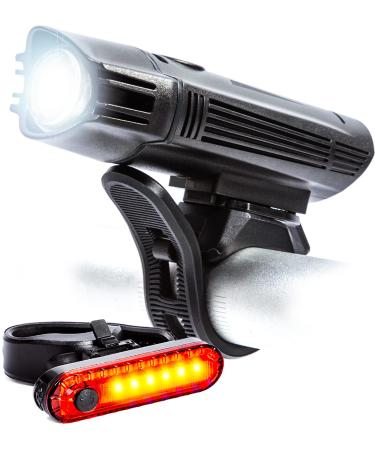 Bike Lights for Night Riding, USB Rechargeable Shark 300 Ultra Bright LED Bike Lights Front and Back Safety Tail Light Included, Bicycle Light Compatible with Mountain, Road, Kids & City Bicycles