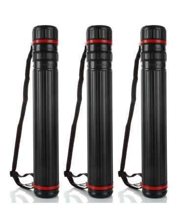 FVIEXE 3PCS Poster Tube for Blueprint Artwork Art Document Tube Carrying Case Telescoping Storage Tube with Adjustable Carrying Strap for Drawing Drafting Map Scroll Expandable 17.5 to 28 Inch Black