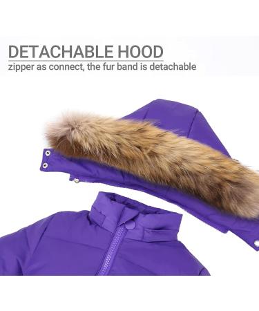 Kids Winter Puffer Jacket & Snow Bib Pants Set | 2-Piece Snowsuit for 3-4 Years | Hooded Down Coat & Snow Pants Outfit | Purple - Buy Online on SooperMarket.com