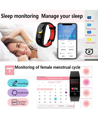Fitness Tracker Smart Watch Bracelet | 1.14 Color Screen, IP68 Waterproof, Step Calorie Counter, Sleep Monitoring | Activity Tracker for Women Men Kids - Red - Buy Online on SooperMarket.com