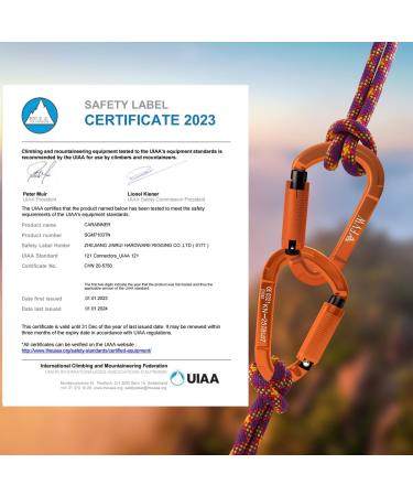 UIAA Certified 25KN Auto Locking Climbing Carabiner Clips - 3 Piece Set for Hammocks & Dogs - Durable Orange Climbing Equipment - Buy Online on SooperMarket.com