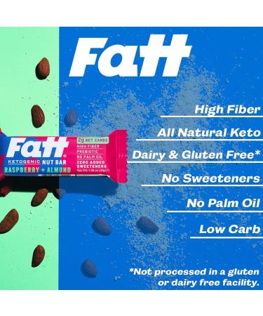 Fatt Keto Nut Bars - Raspberry & Almond 15-Pack | 2g Carbs | High-Fiber Low-Sugar Keto Snacks | Vegan & Super Fats | Fattbar Raspberry & Almond 15 count - Buy Online on SooperMarket.com