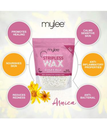 Mylee Professional Hard Wax Beads 500g - Coconut & Arnica | Stripless Depilatory Waxing Pellets for Painless Hair Removal on Full Body, Face & Bikini Line - Buy Online on SooperMarket.com