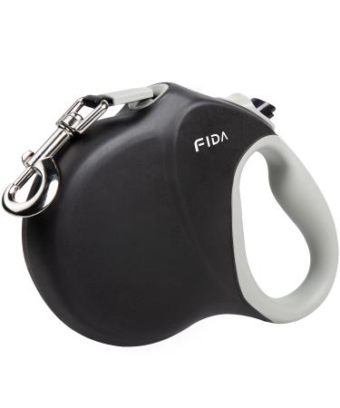 Fida Retractable Dog Lead Extendable 8m Heavy Duty Pet Walking Leash for Medium Large Dog up to 50kg Tangle Free. One-Hand Brake Dog Leads Strong Retractable for Large Breed Dogs - Black 8m (pack of 1) Black