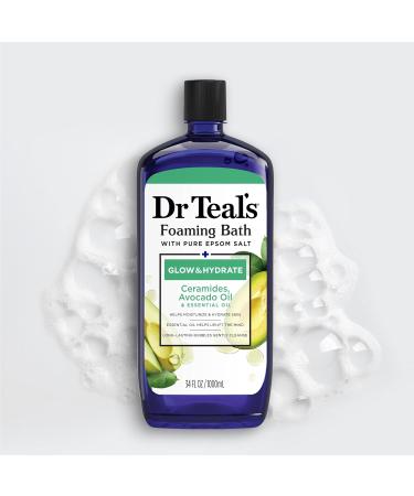 Dr Teal's Foaming Bath with Pure Epsom Salt | Glow & Hydrate Formula with Ceramides & Avocado Oil - 34 oz (Pack of 4) - International Shipping Available - Buy Online on SooperMarket.com